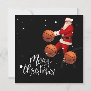 Cartão Basquete Feliz Natal com Papai Noel