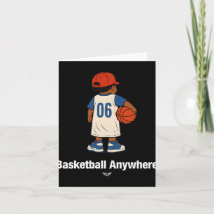 Cartão Basquete Legal Fofo em Qualquer Lugar Com Um Cesto