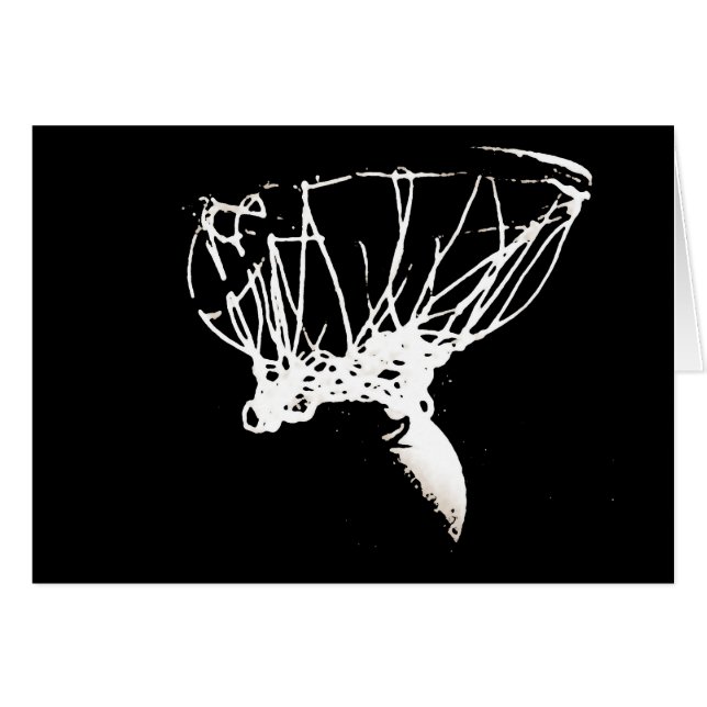 Cartão Basquete Pop de Arte Branca Negro (Frente Horizontal)