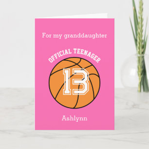 Cartão Basquete Rosa Aniversário de 13 anos Netta