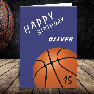 Cartão Basquetebol Bola Esportes Moderno Feliz Aniversári