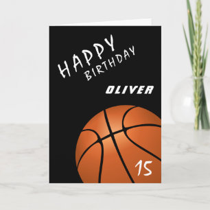 Cartão Basquetebol Bola Esportes Moderno Feliz Aniversári