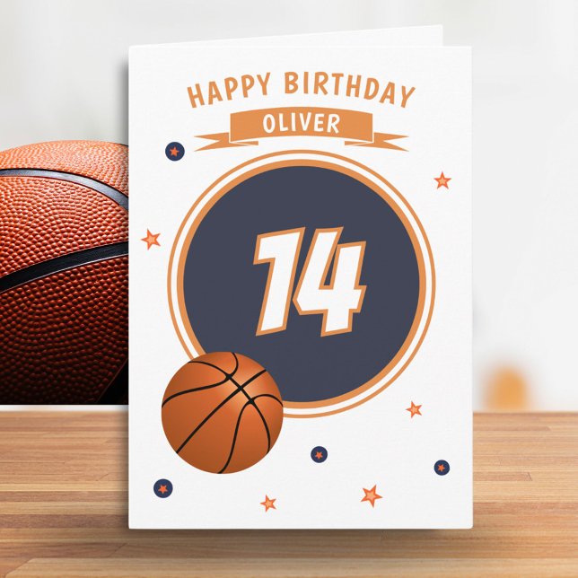 Cartão Basquetebol Bola Feliz Aniversário Esportes (Criador carregado)