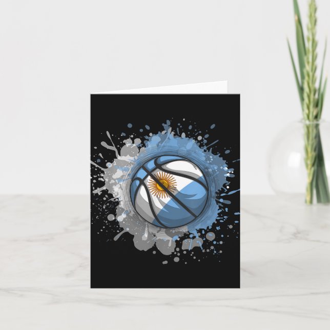 Cartão Basquetebol Com Bandeira Da Argentina  (Frente)