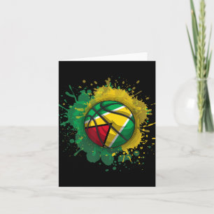 Cartão Basquetebol Com Bandeira Da Guiana 