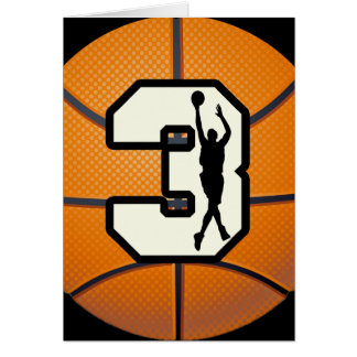 Cartão Basquetebol e jogadores do número 3