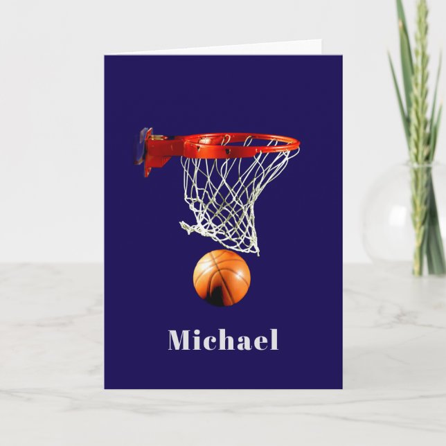Cartão Basquetebol Substitua pelo Seu Nome (Frente)