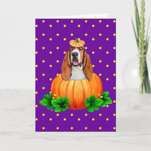 Cartão Basset Halloween Jack-O-Lantern