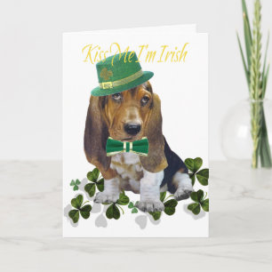 Cartão Basset Hound Beija-me Sou Irlandês