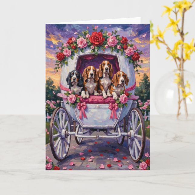Cartão Basset Hound Dog Valentine's Day  (Flor Amarela)