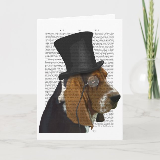 Cartão Basset Hound, Formal Hound and Hat (Frente)