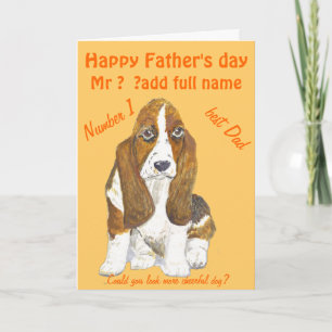 Cartão Basset Hound Happy Dia de os pais, adicione nome f