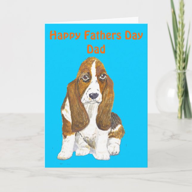 Cartão Basset Hound Happy Father's Day Dad,add message (Frente)