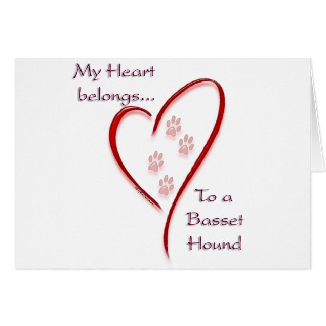 Cartão Basset Hound Hearts Pertence (Frente Horizontal)