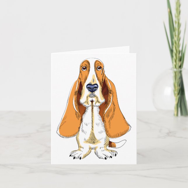 Cartão Basset Hound Puppy Dog Note Card (Frente)