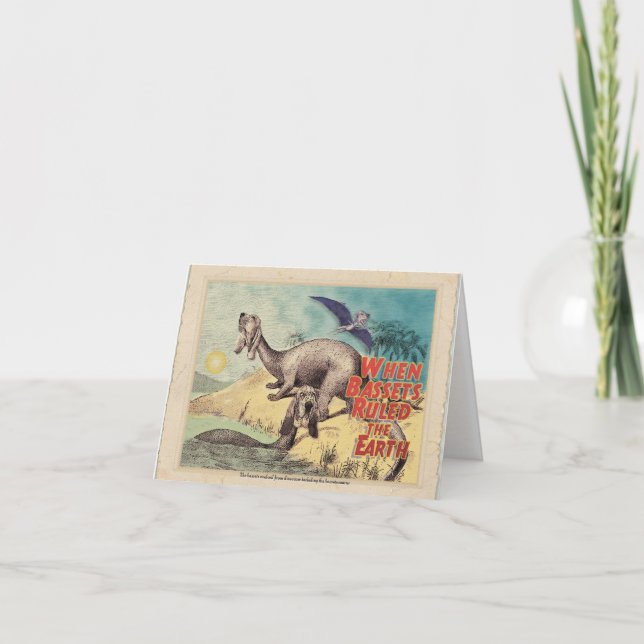 Cartão Basset-o-saurus: The origin of bassets (Frente)