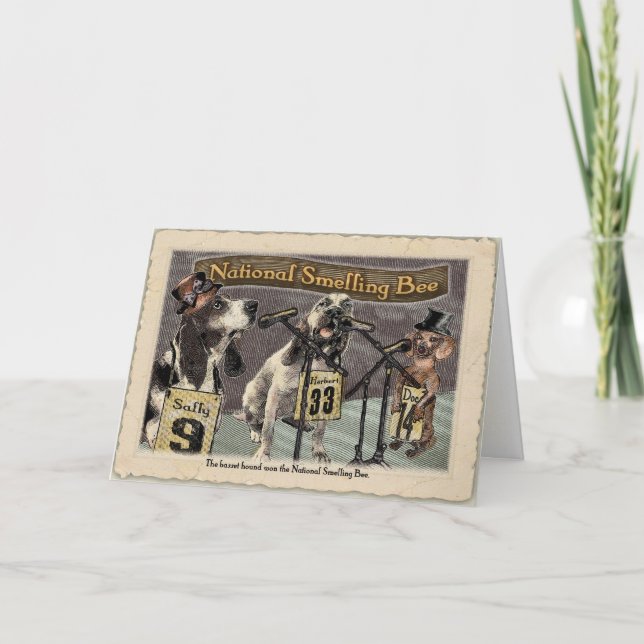 Cartão Basset wins Smelling Bee (Frente)