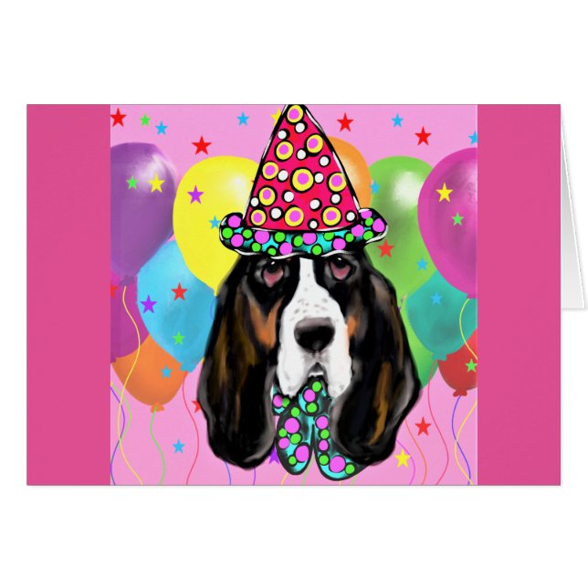 Cartão Bassett Hound (Frente Horizontal)