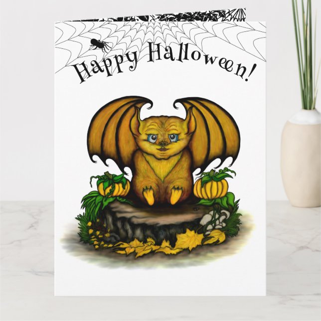 Cartão Bat Bonito do Halloween (Frente)