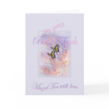 Bat Mitzvah Butterfly on Delicate Floral Greeting