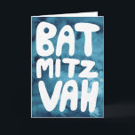 Cartão BAT MITZVAH Congrats personalizável em aquarela az<br><div class="desc">Texto desenhado à mão por mim para você com um fundo colorido em aquarela. Adicione seu próprio texto no interior do cartão. Para mais designs e cores, verifique minha loja! Ou me avise se você gostaria de algo personalizado. Eu também tenho papel de embrulho correspondente e, claro, versões para Bar...</div>