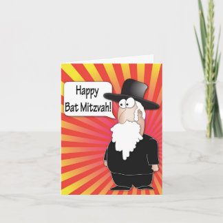 Cartão Bat Mitzvah greeting card - Jewish rabby character
