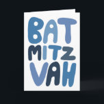 Cartão BAT MITZVAH Letras Bolha Modernas Personalizáveis<br><div class="desc">Texto desenhado à mão por mim para você. Adicione seu próprio texto ao interior do cartão ou altere as cores do fundo. Para mais designs e cores, verifique minha loja! Ou me avise se você gostaria de algo personalizado. Eu também tenho papel de embrulho correspondente e, claro, versões de Bar...</div>