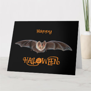 Cartão Bat Pipistrellus Ilustração do Dia das Bruxas Pret