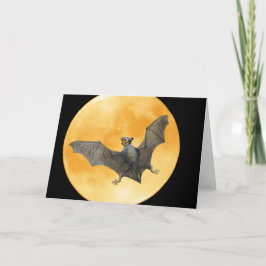 Cartão Bat Squirrel Moon Halloween Card