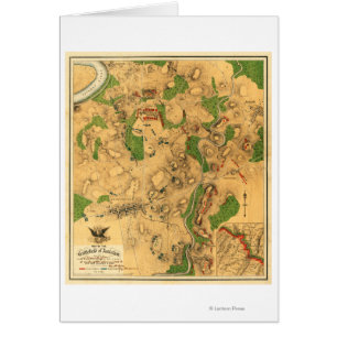 Cartão Batalha de Antietam - mapa panorâmico 3 da guerra