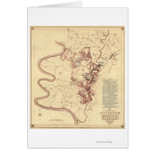 Cartão Batalha de Antietam - mapa panorâmico 5 da guerra