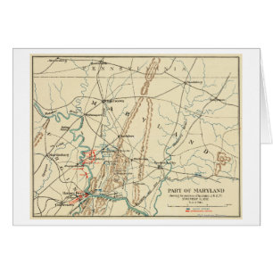 Cartão Batalha de Antietam - mapa panorâmico 7 da guerra