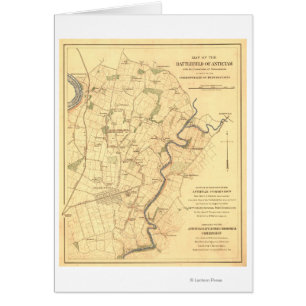 Cartão Batalha de Antietam - mapa panorâmico da guerra