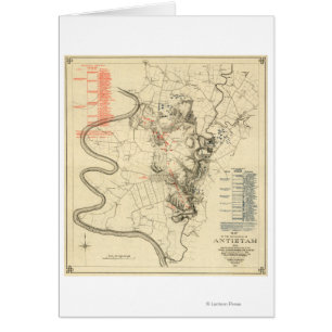 Cartão Batalha de Antietam - Mapa Panorâmico da Guerra Ci