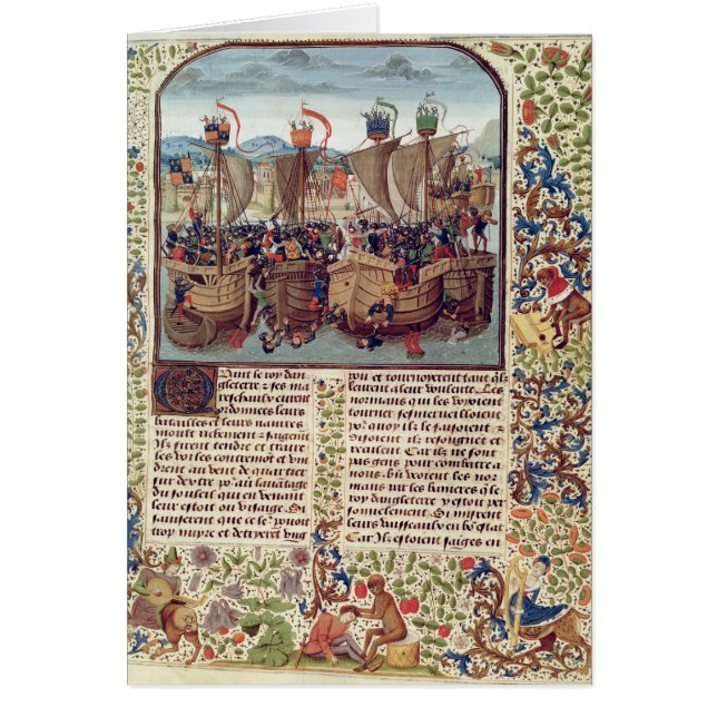 Cartão Batalha de Ecluse, 'do Chronicle de Froissart (Frente)