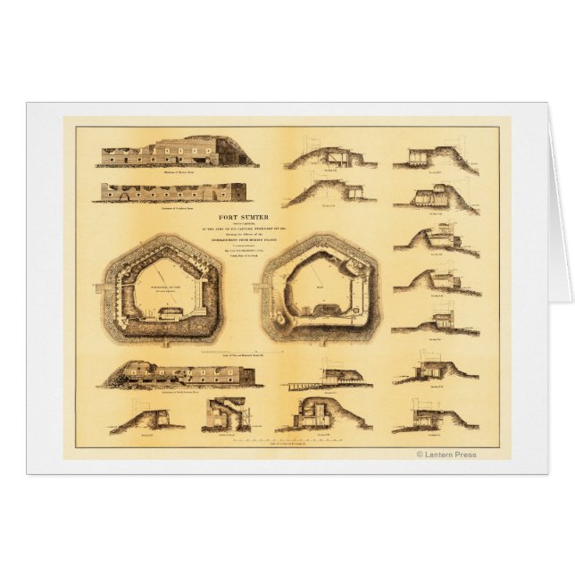Cartão Batalha de Fort Sumter - Guerra Civil Panorâmica 4 (Frente Horizontal)