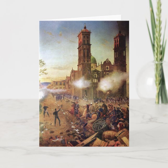 Cartão Batalha de Puebla História Mexicana (Frente)