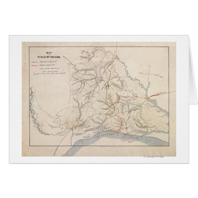 Cartão Batalha de Shiloh - Mapa Panorâmico da Guerra Civi (Frente Horizontal)