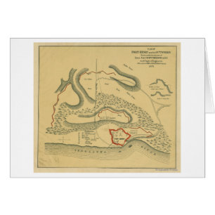 Cartão Batalha do forte Henry - mapa panorâmico da guerr