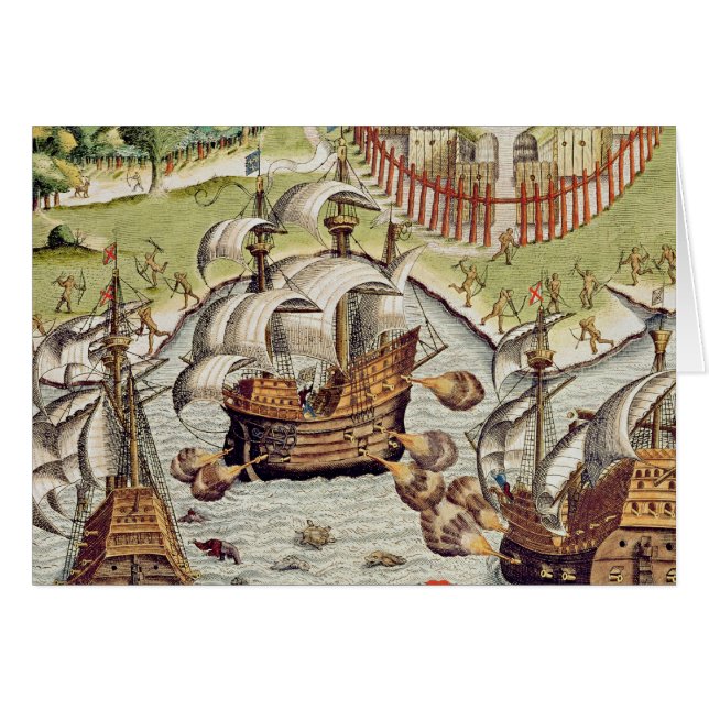 Cartão Batalha naval entre o português e francês (Frente Horizontal)