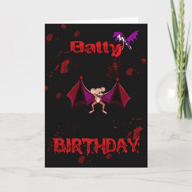 Cartão Batata Aniversário Bats Sanguíneo Gótico Emo Alter (Frente)