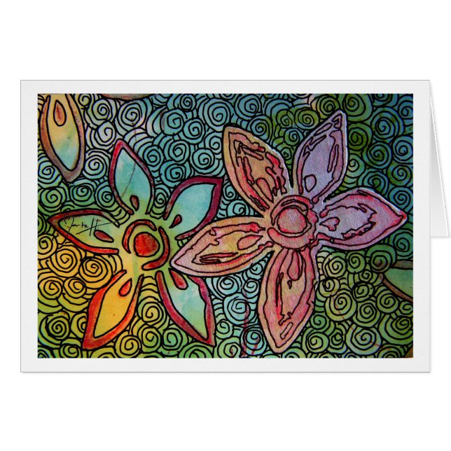 Cartão Batata da flor que cinzela com redemoinhos (Frente horizontal)