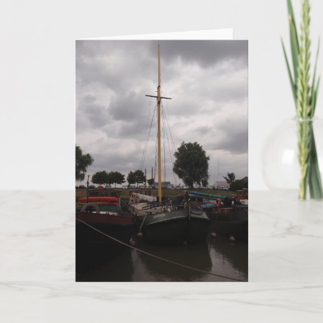 Cartão Batelão À Vela No Dia Da Cinza (Frente)