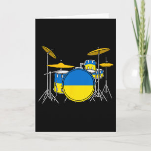 Cartão Bateria Bandeira da Ucrânia Ucrânia Baterista Músi