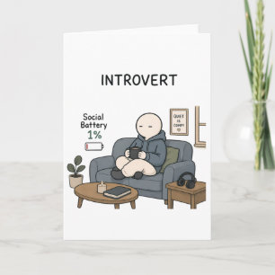 Cartão Bateria Social de Introvertido 1% Meme de Introver