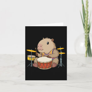 Cartão Baterista Capivara Tocando Bateria Roedores Engraç