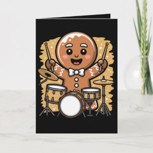 Cartão Baterista de Biscoito de Gengibre de Natal Bateria