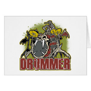 Cartão Baterista de esqueleto da rocha