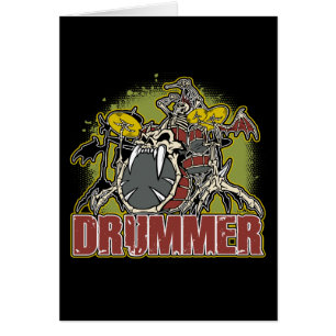 Cartão Baterista de esqueleto da rocha