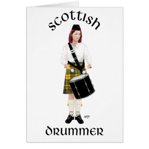 Cartão Baterista Escocês - Kilt Amarelo